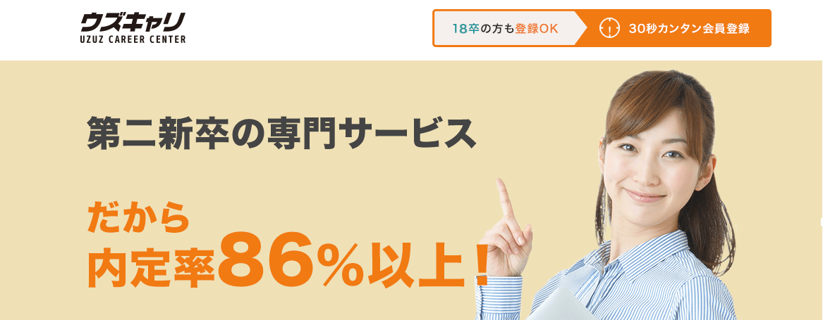 ウズキャリ第二新卒(既卒)の特徴